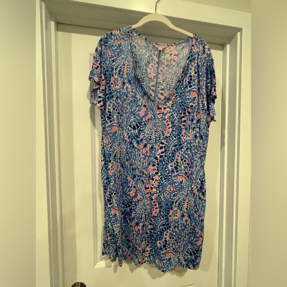 Lilly Pulitzer Duval Blue and Pink Patterned Dress